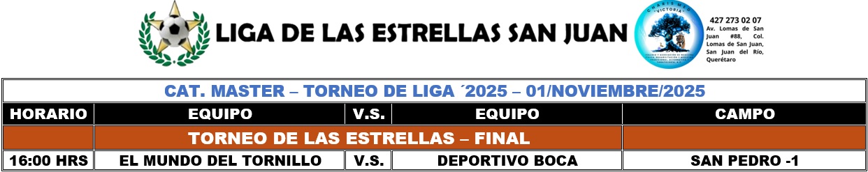 Programación Master  - Liga de las Estrellas Final